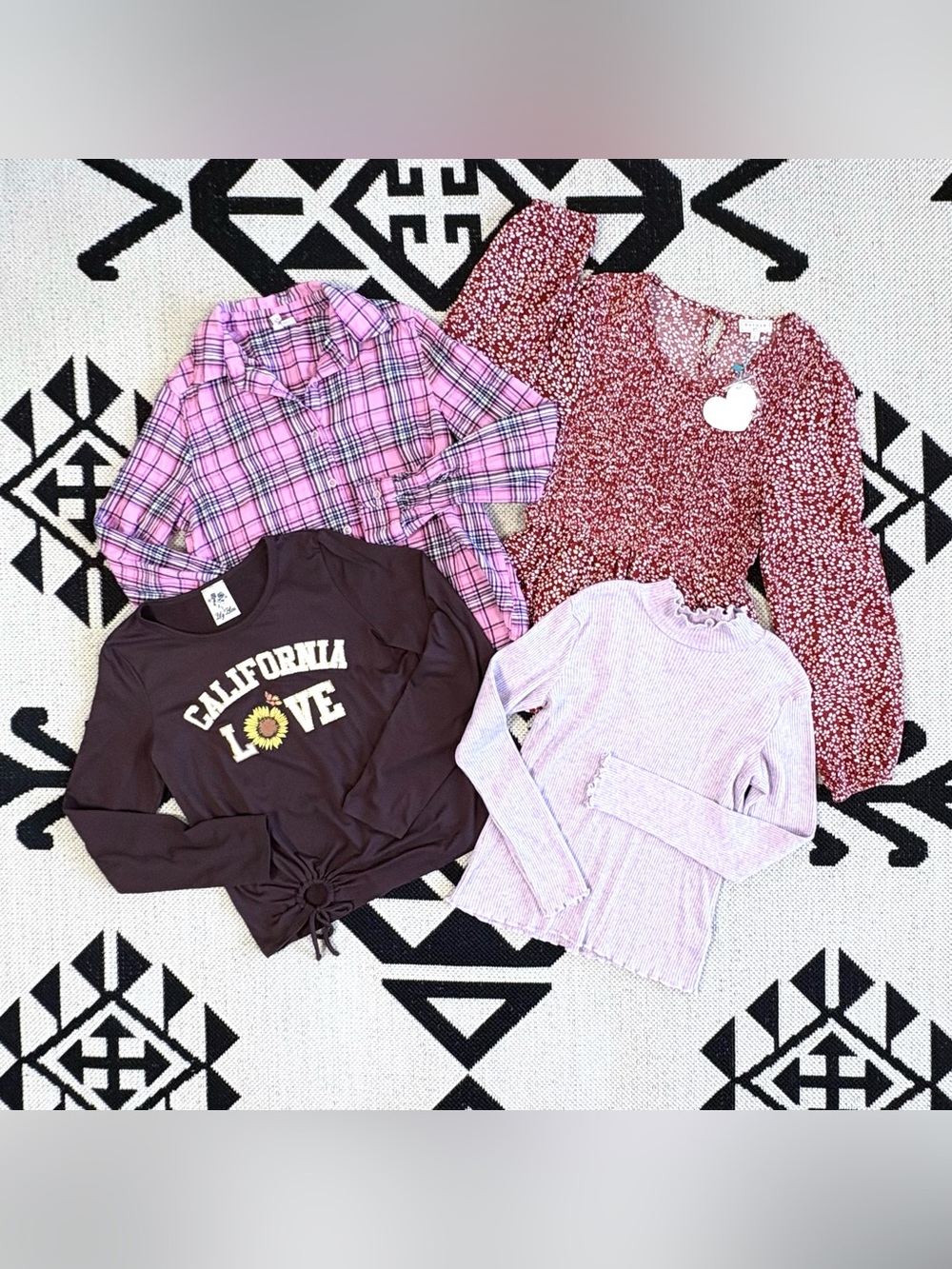 Girls Bundle of Fall Vibes Long Sleeve Blouses & Tops Large